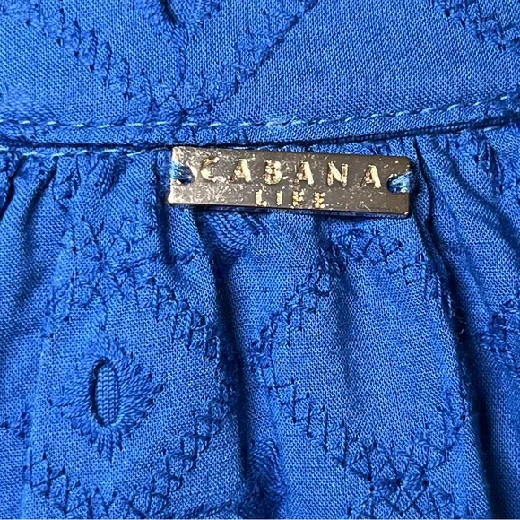 Cabana Life Embroidered Eyelet Halter Dress Blue Size Small Beach‎ Resort Vacay - Picture 8 of 9
